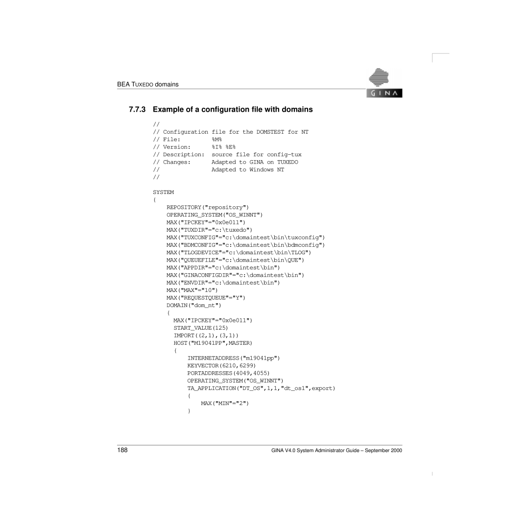 Siemens V 4.0 manual Example of a conﬁguration ﬁle with domains, System 