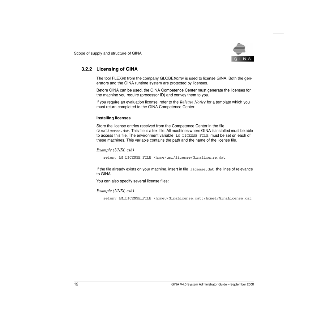 Siemens V 4.0 manual Licensing of Gina, Installing licenses 