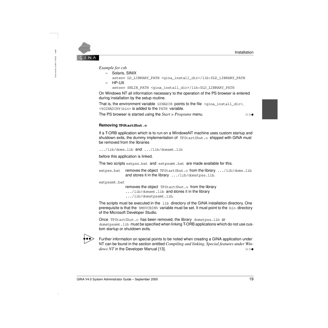 Siemens V 4.0 manual Hp-Ux, Removing TPStartShut.o 