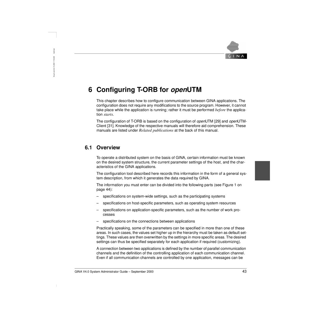 Siemens V 4.0 manual Conﬁguring T-ORB for openUTM, Overview 