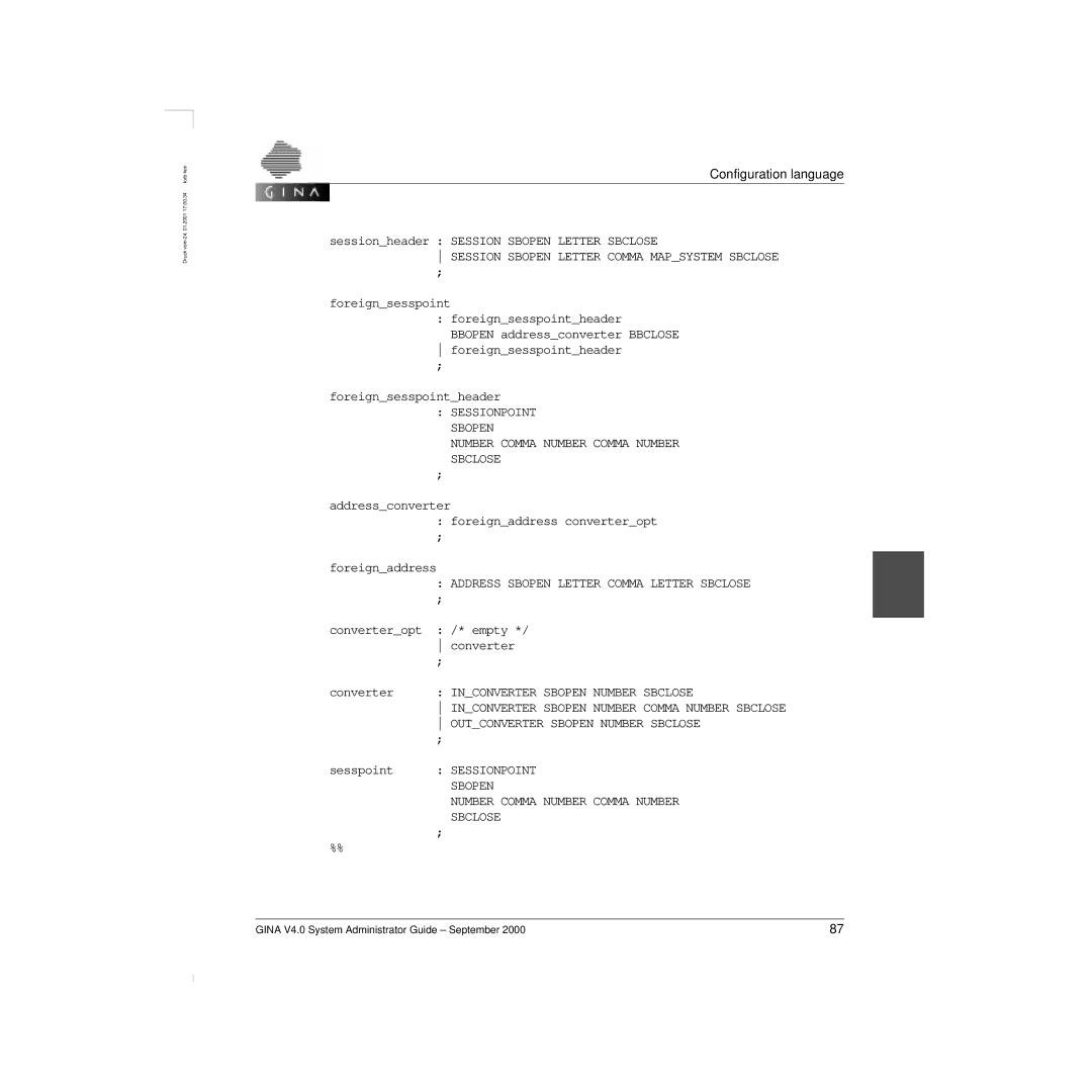 Siemens V 4.0 manual Session Sbopen Letter Comma Mapsystem Sbclose, Number Comma Number Comma Number Sbclose, Sessionpoint 