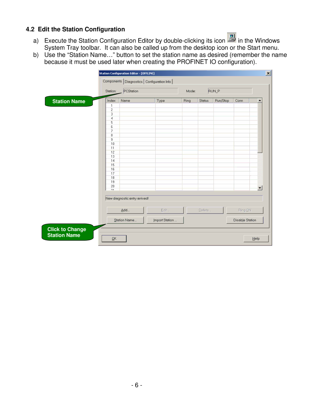 Siemens V1.0 user manual Edit the Station Configuration 