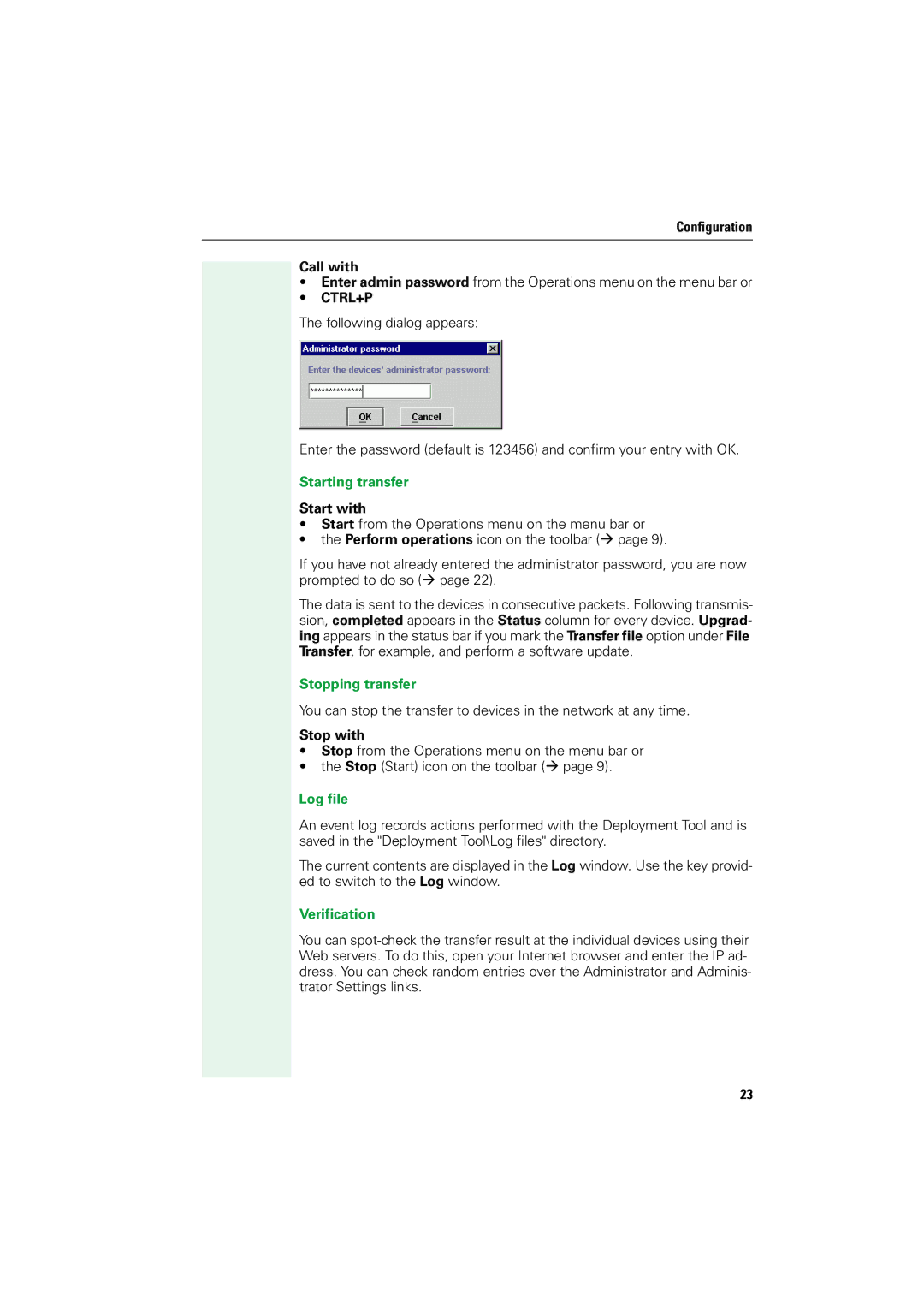 Siemens V1.2.33 manual Starting transfer, Stopping transfer, Log file, Verification 