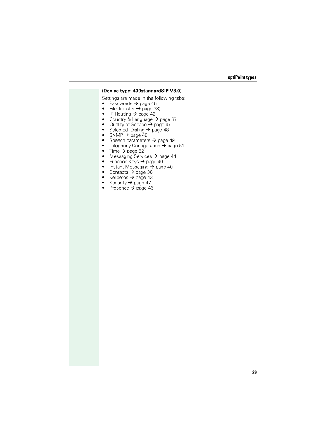 Siemens V1.2.33 manual OptiPoint types Device type 400standardSIP 