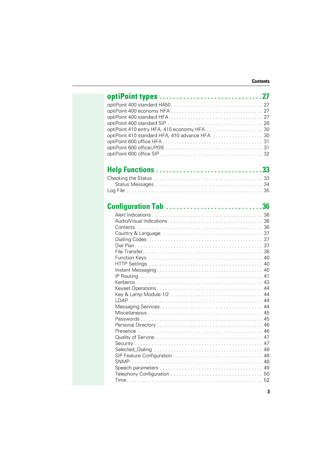 Siemens V1.2.33 manual OptiPoint types, Help Functions, Configuration Tab 
