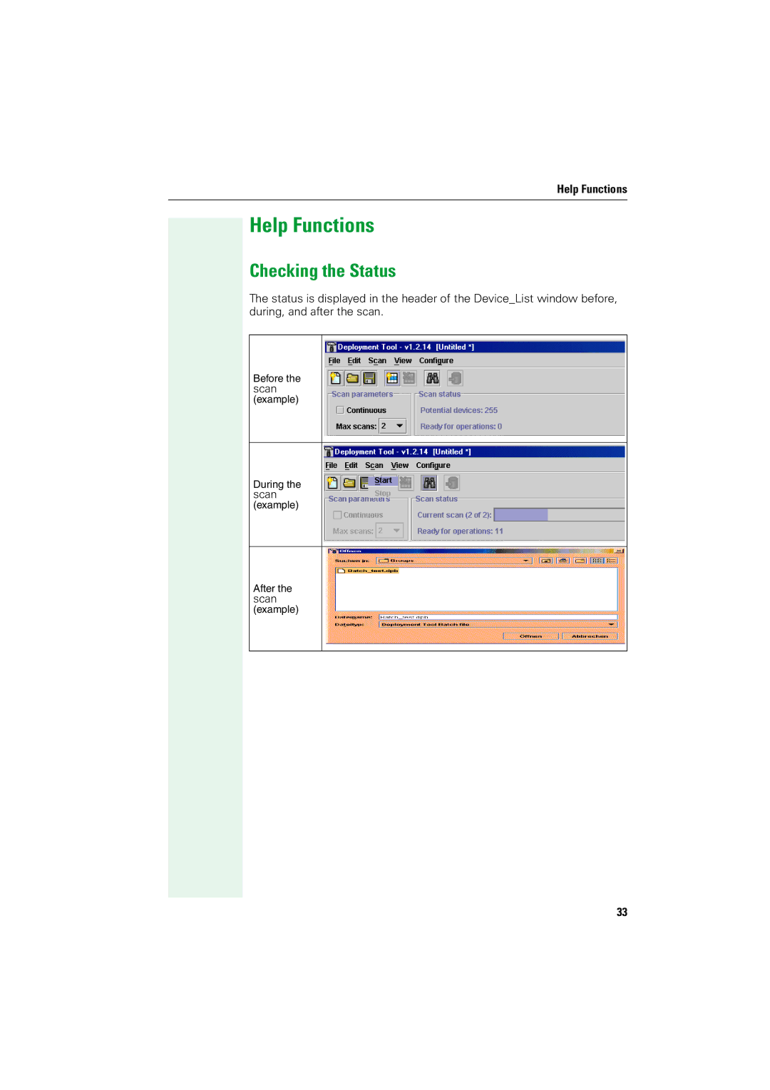 Siemens V1.2.33 manual Help Functions, Checking the Status 