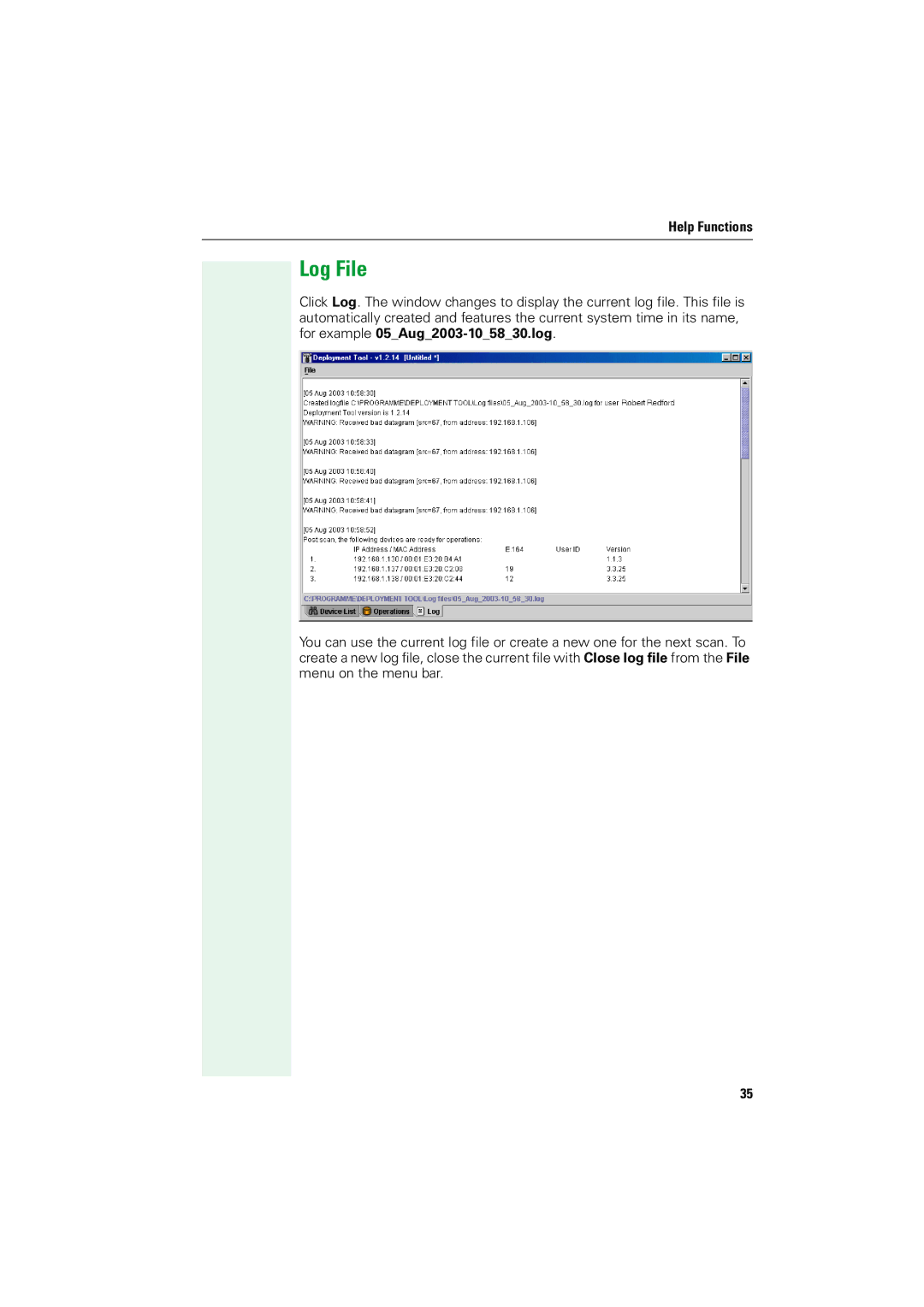 Siemens V1.2.33 manual Log File 