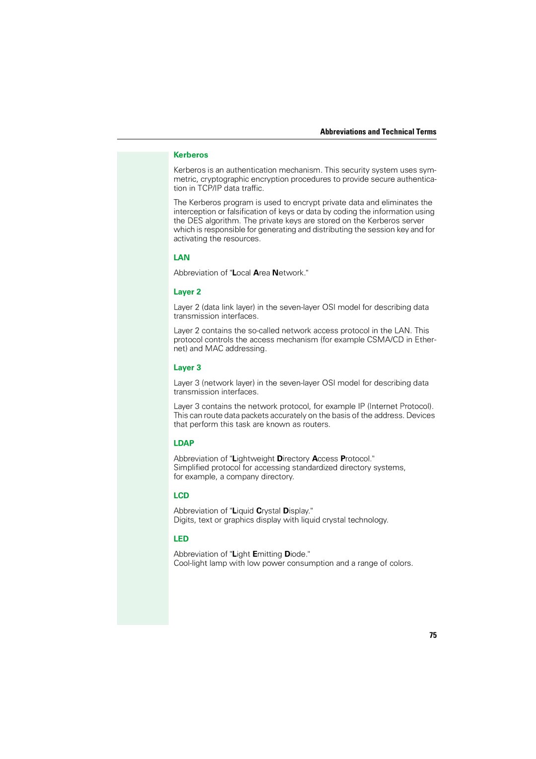 Siemens V1.2.33 manual Lan, Ldap, Lcd, Led 