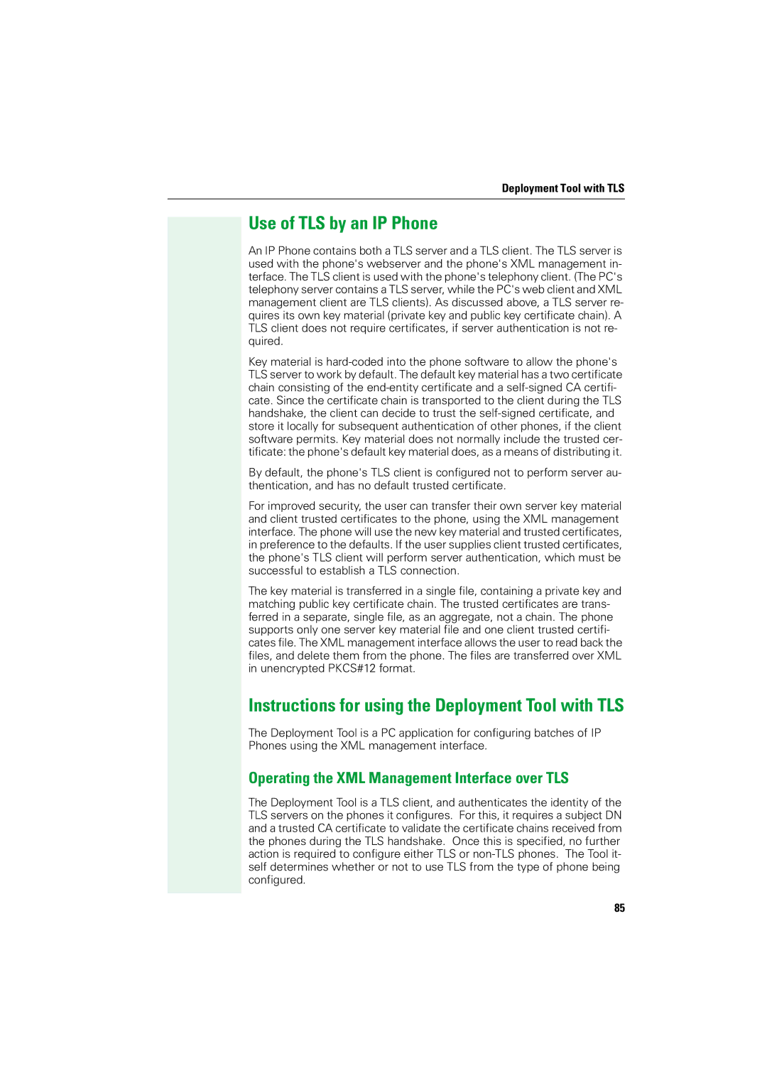 Siemens V1.2.33 manual Use of TLS by an IP Phone, Operating the XML Management Interface over TLS 