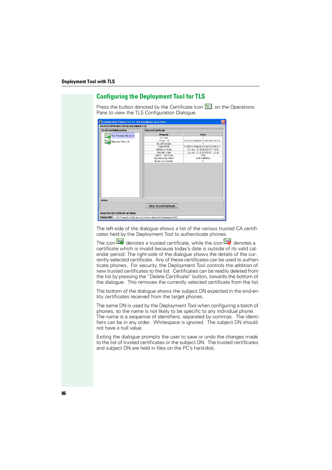 Siemens V1.2.33 manual Configuring the Deployment Tool for TLS 