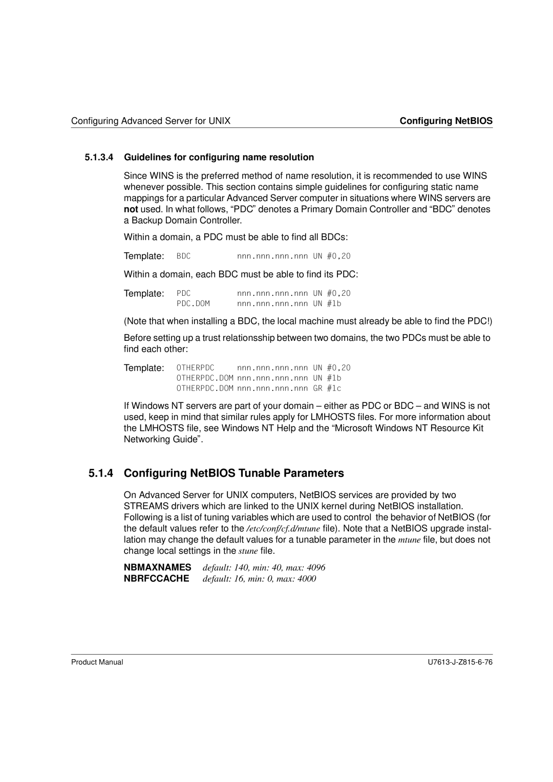 Siemens V4.0 manual Configuring NetBIOS Tunable Parameters, Guidelines for configuring name resolution 