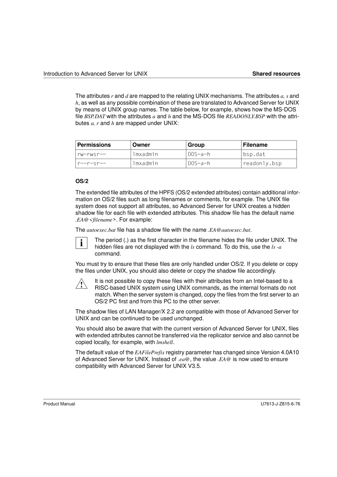 Siemens V4.0 manual Permissions Owner Group Filename, OS/2 