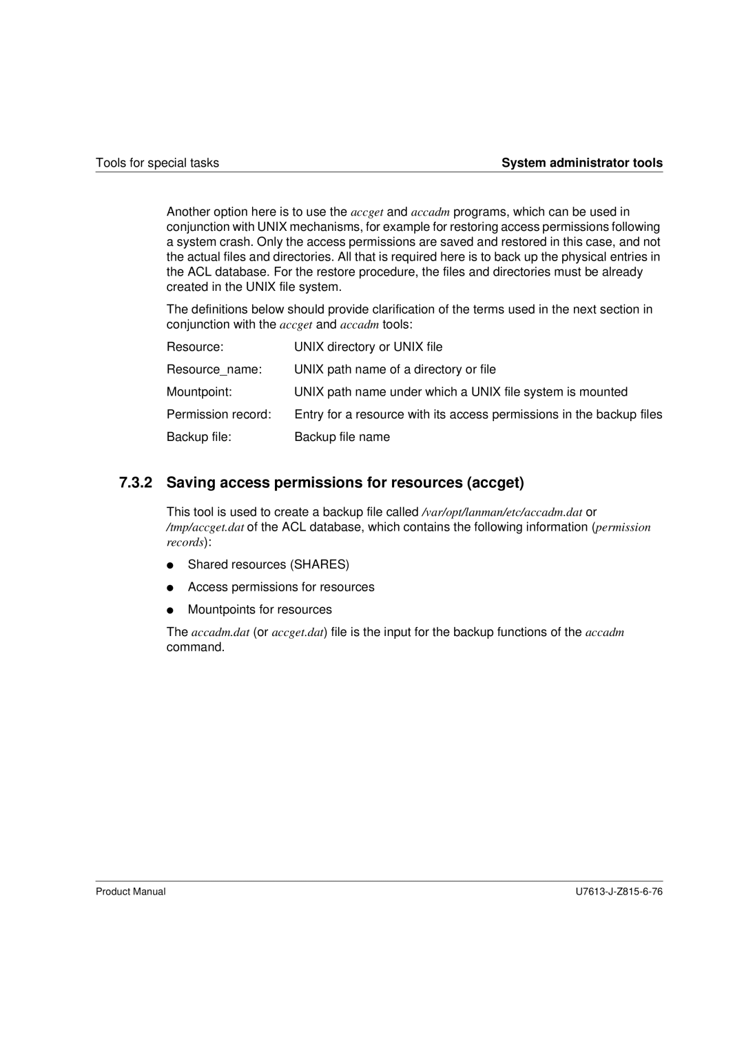 Siemens V4.0 manual Saving access permissions for resources accget 