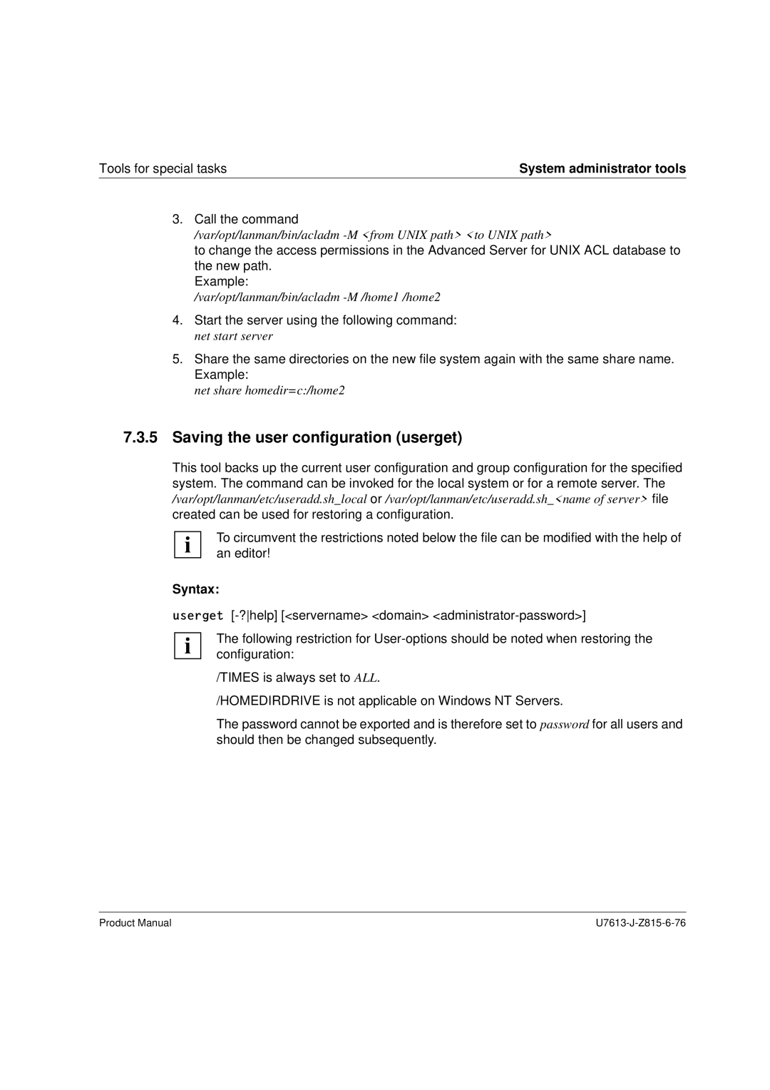 Siemens V4.0 manual Saving the user configuration userget, Syntax 