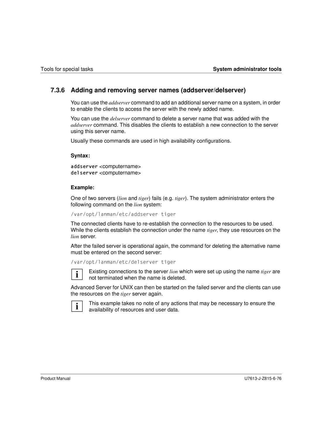 Siemens V4.0 manual Adding and removing server names addserver/delserver, Example 