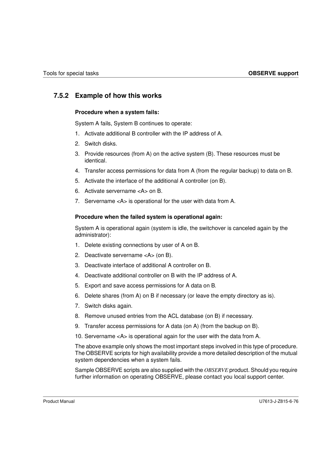 Siemens V4.0 manual Example of how this works, Procedure when a system fails 