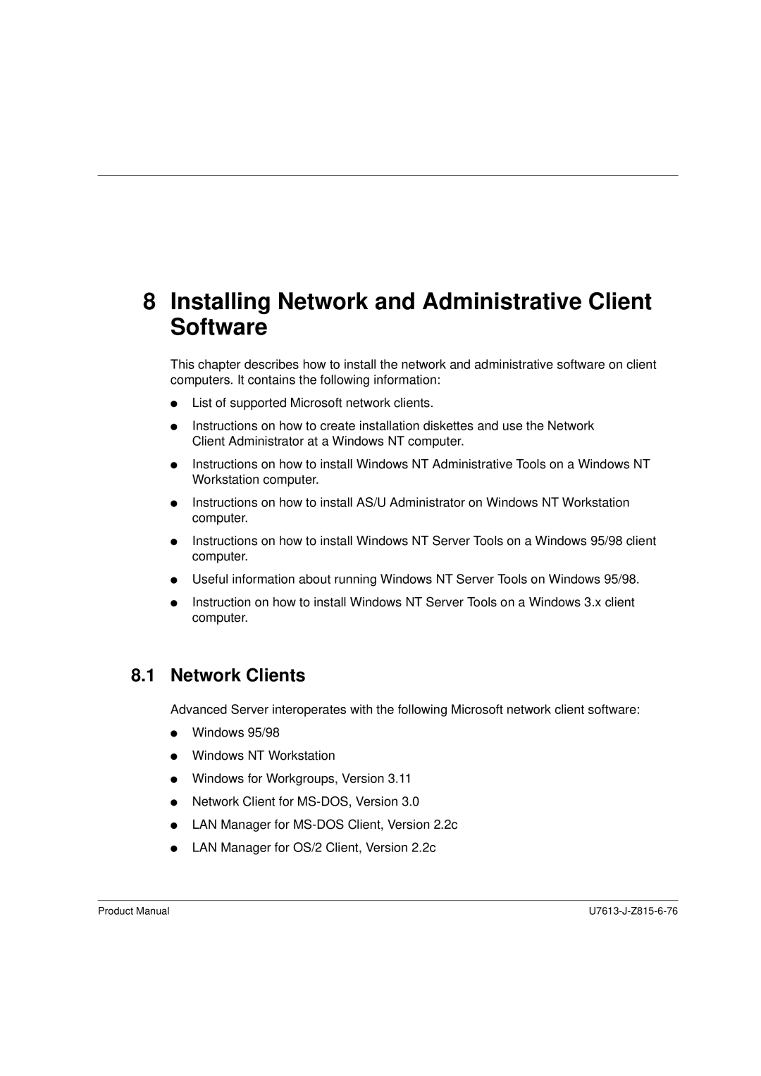 Siemens V4.0 manual Installing Network and Administrative Client Software, Network Clients 