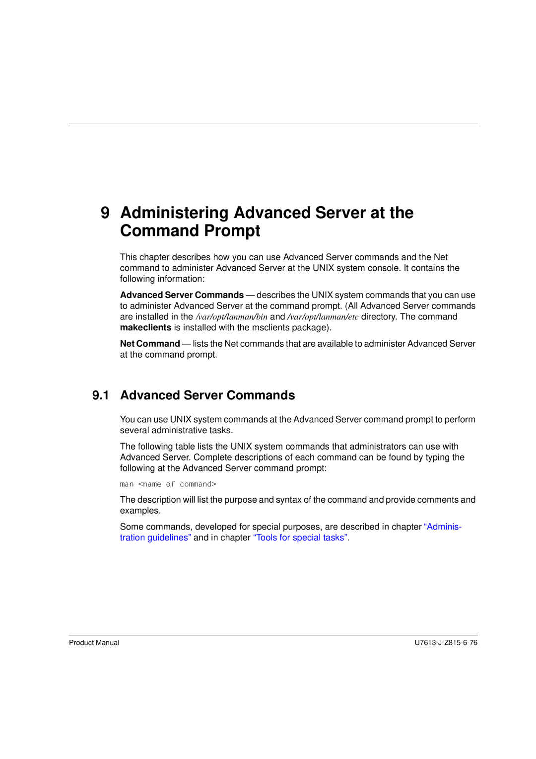 Siemens V4.0 manual Administering Advanced Server at the Command Prompt, Advanced Server Commands 