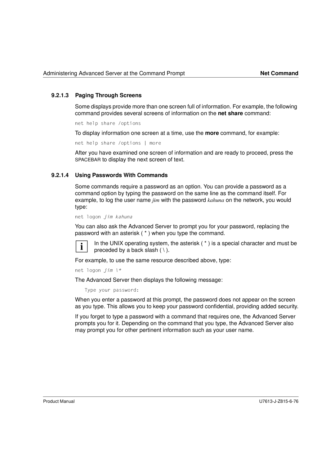 Siemens V4.0 manual Paging Through Screens, Using Passwords With Commands 