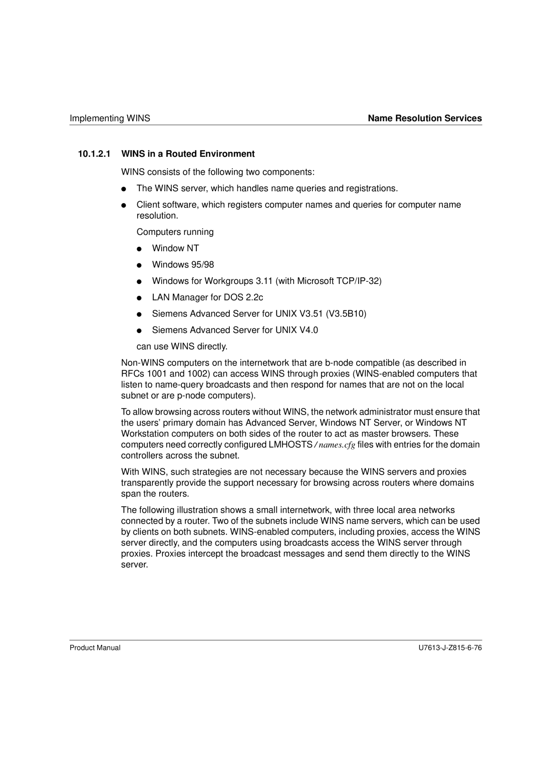 Siemens V4.0 manual Wins in a Routed Environment 