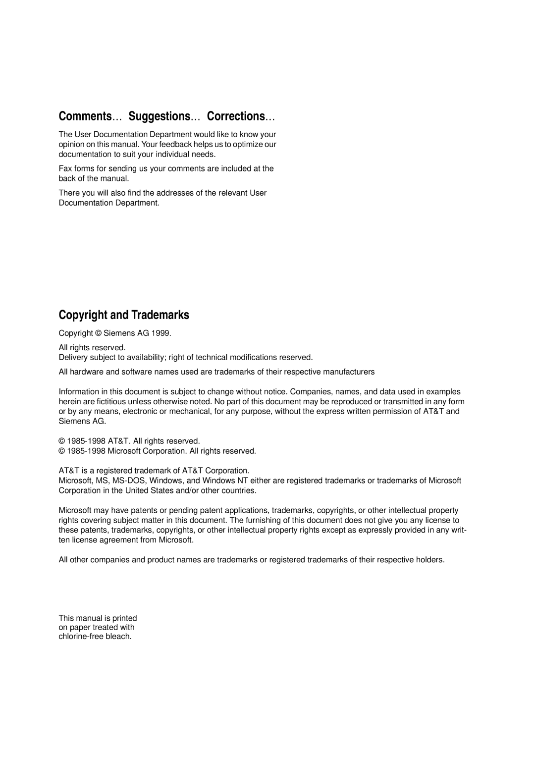 Siemens V4.0 manual Comments… Suggestions… Corrections…, Copyright and Trademarks 