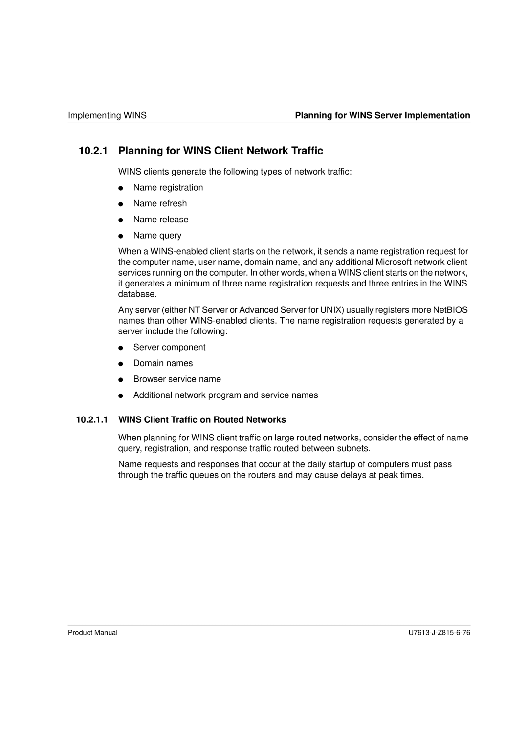 Siemens V4.0 manual Planning for Wins Client Network Traffic, Wins Client Traffic on Routed Networks 