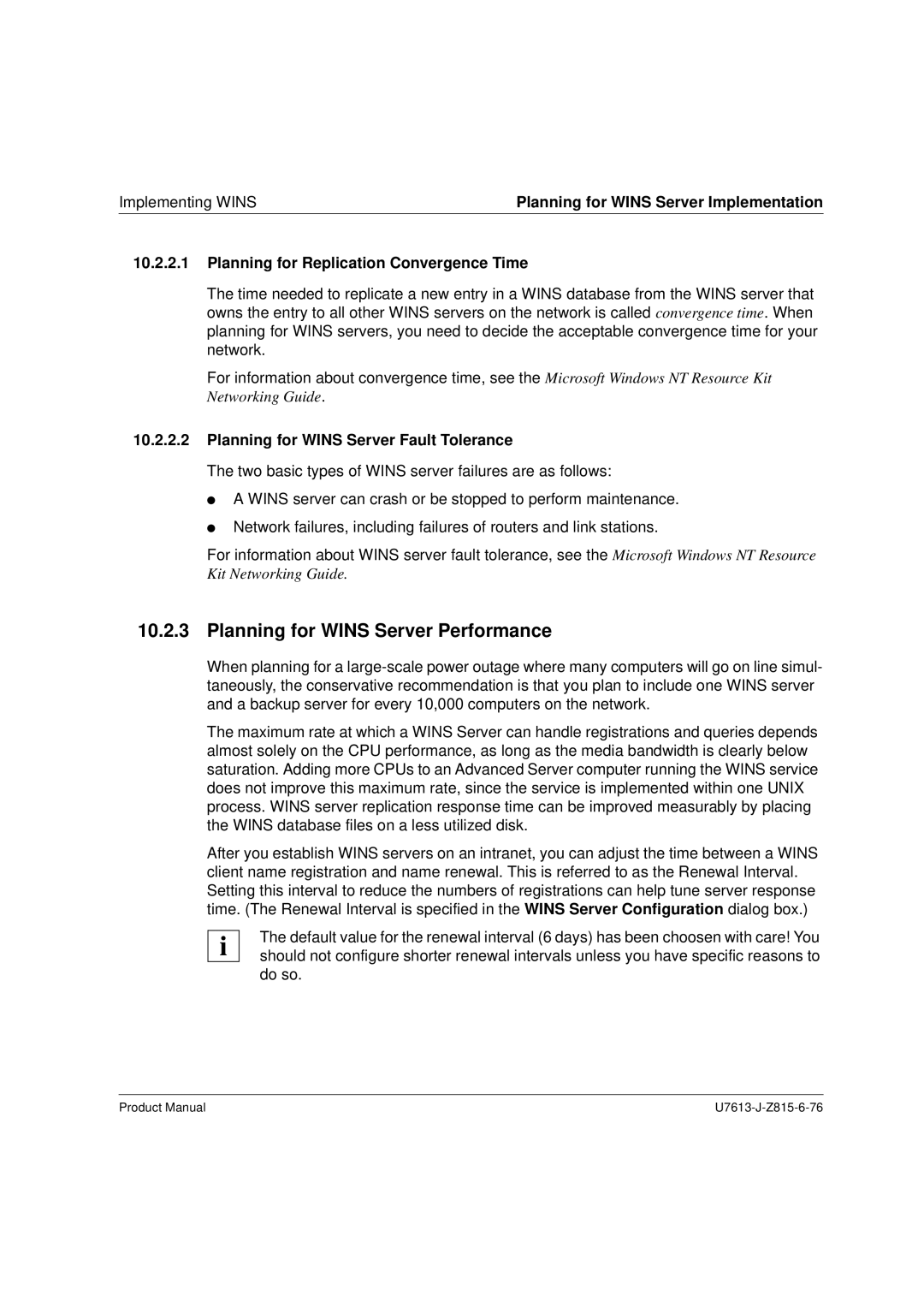 Siemens V4.0 manual Planning for Wins Server Performance, Planning for Replication Convergence Time 