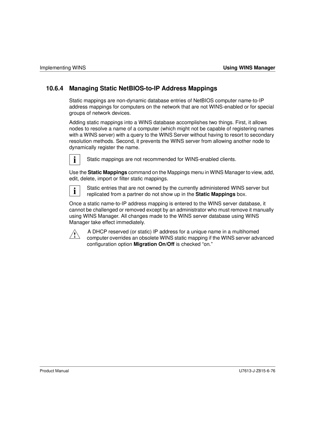 Siemens V4.0 manual Managing Static NetBIOS-to-IP Address Mappings 