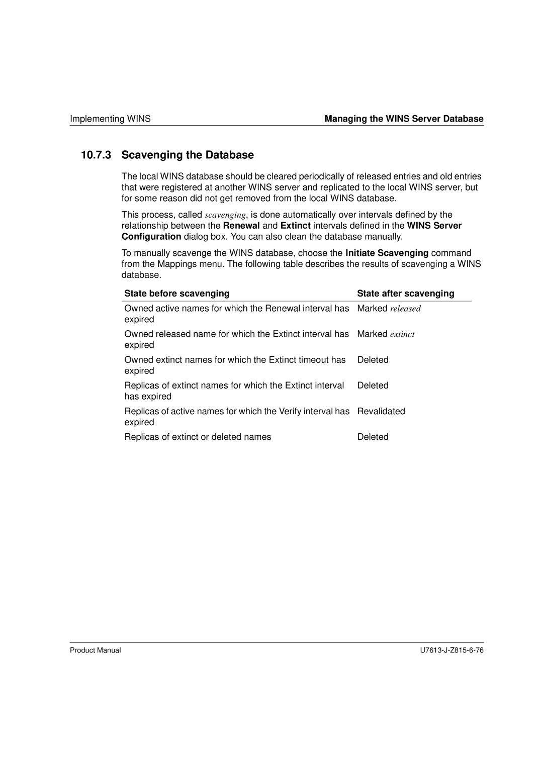 Siemens V4.0 manual Scavenging the Database, State before scavenging State after scavenging 