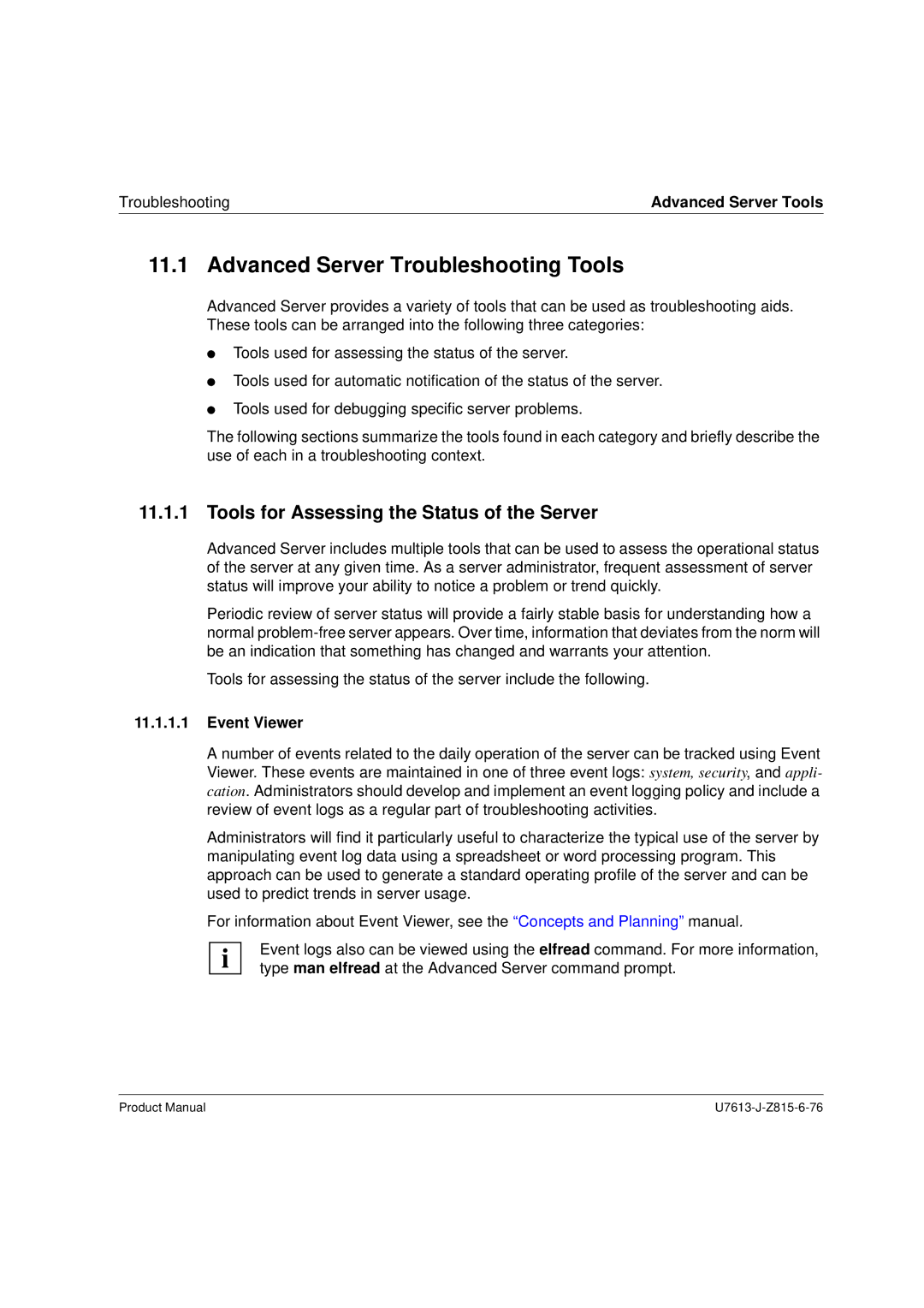 Siemens V4.0 Advanced Server Troubleshooting Tools, Tools for Assessing the Status of the Server, Advanced Server Tools 