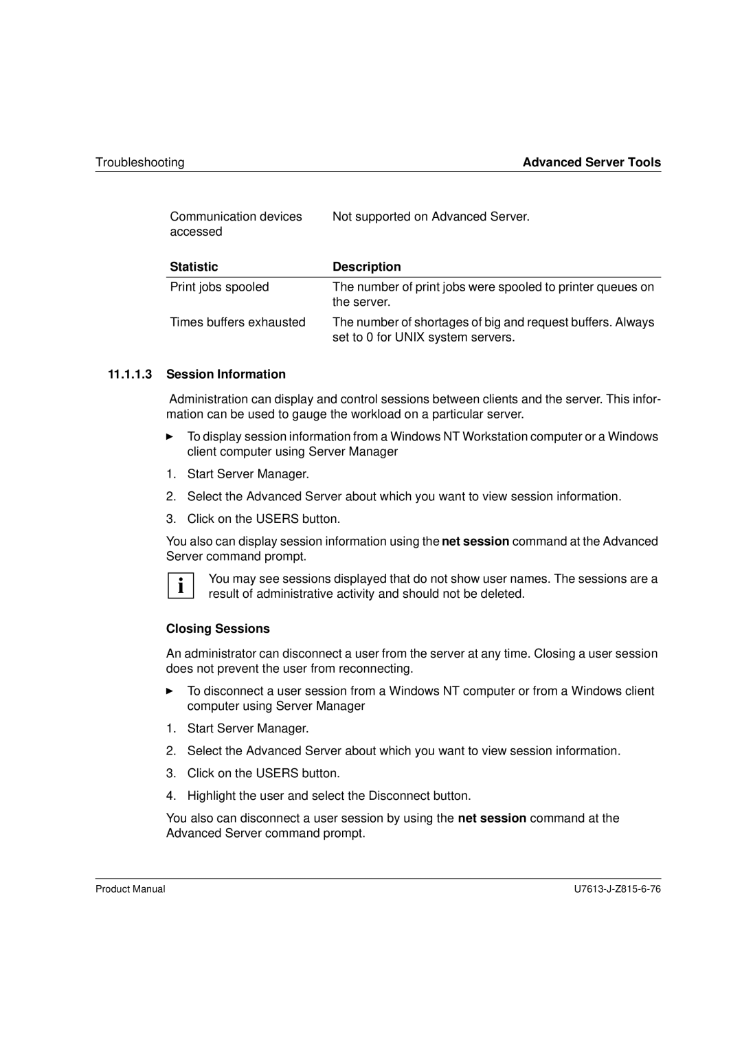 Siemens V4.0 manual Session Information, Closing Sessions 