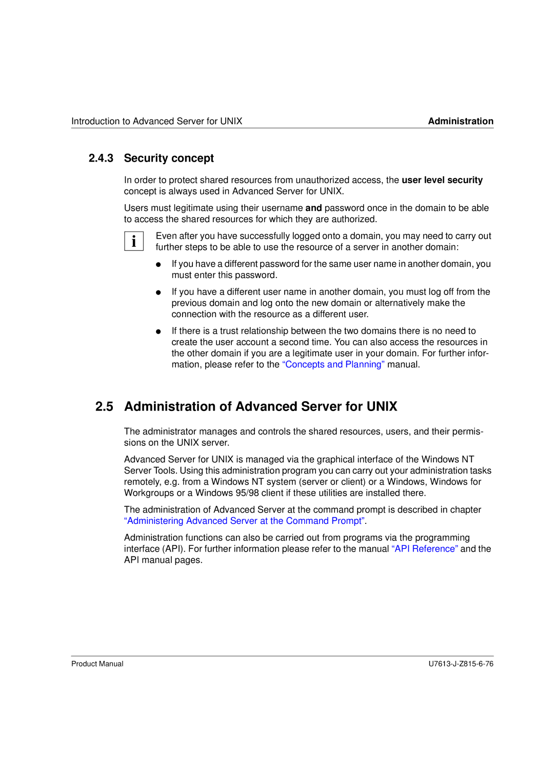 Siemens V4.0 manual Administration of Advanced Server for Unix, Security concept 