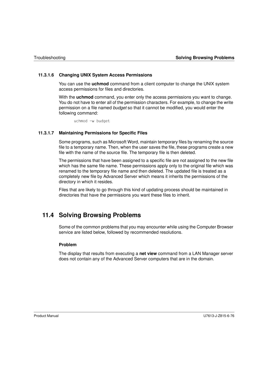 Siemens V4.0 manual Solving Browsing Problems, Changing Unix System Access Permissions 