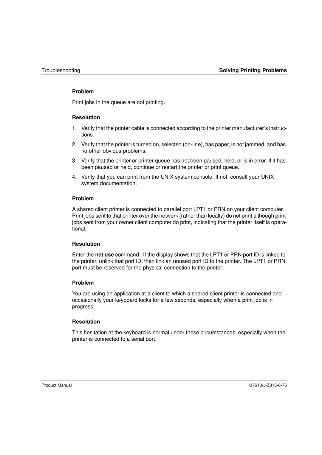 Siemens V4.0 manual Print jobs in the queue are not printing 