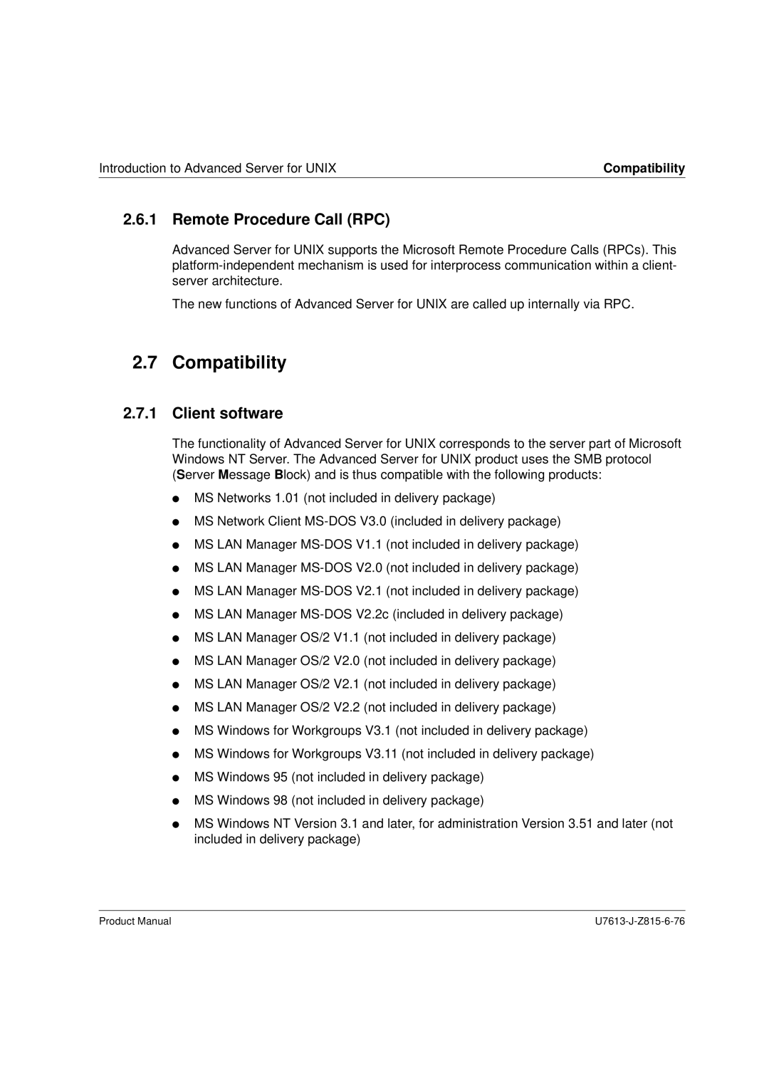 Siemens V4.0 manual Compatibility, Remote Procedure Call RPC, Client software 