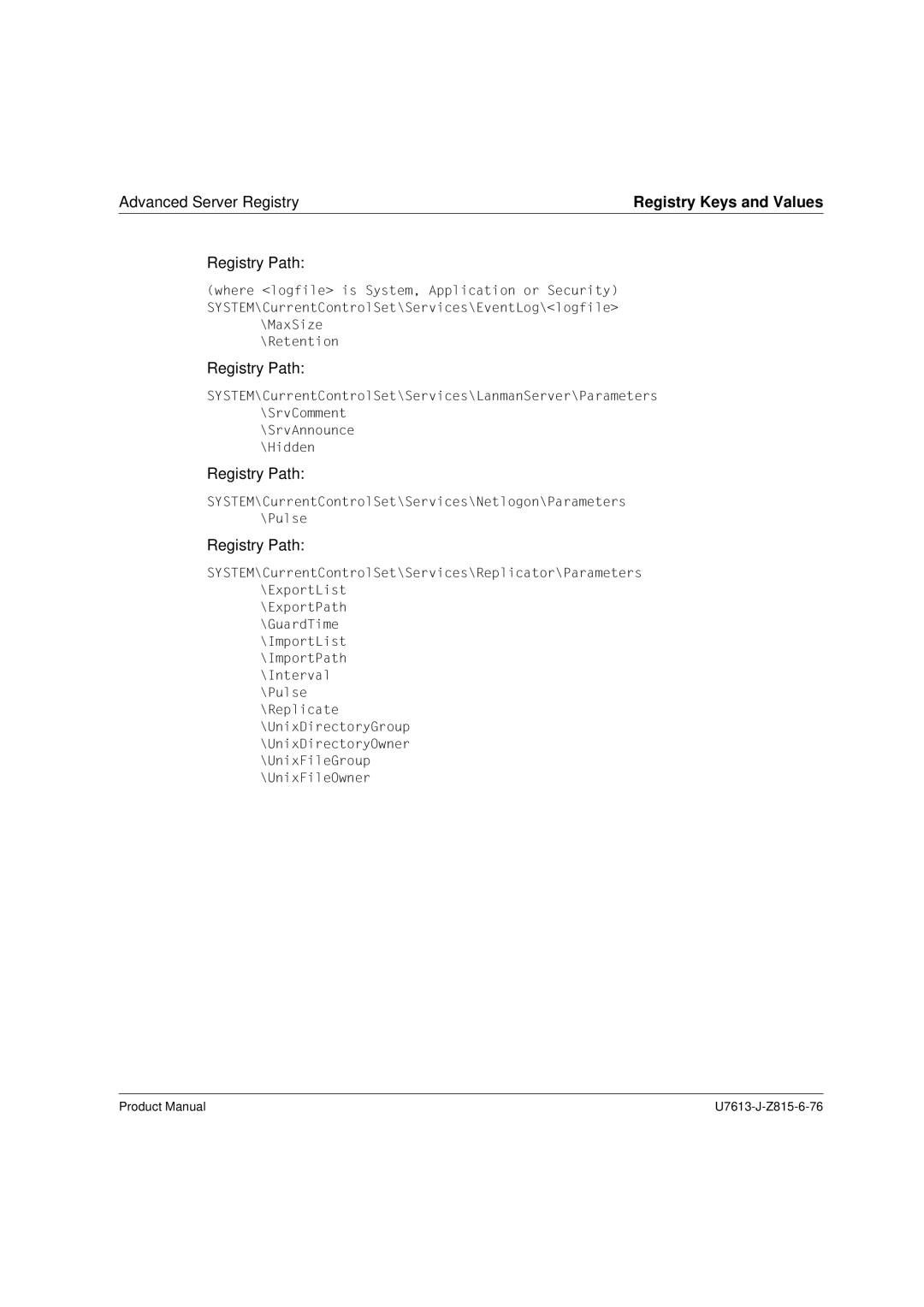 Siemens V4.0 manual SYSTEM\CurrentControlSet\Services\Netlogon\Parameters \Pulse 