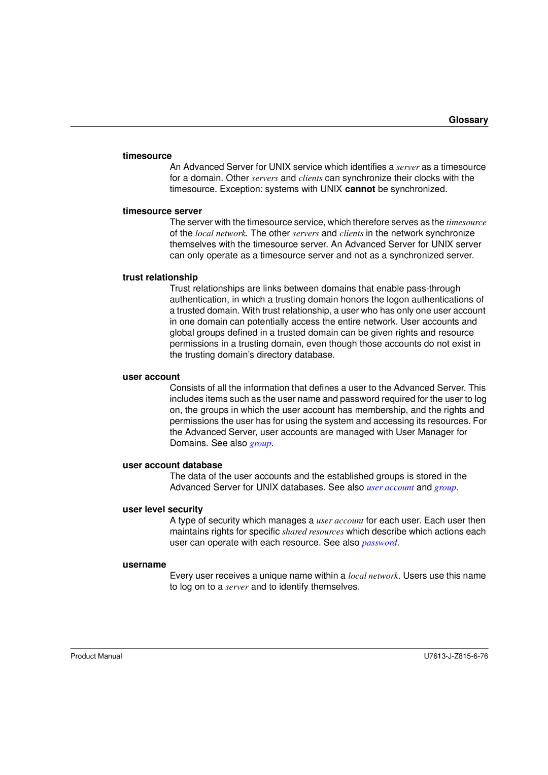 Siemens V4.0 Glossary Timesource, Timesource server, Trust relationship, User account database, User level security 