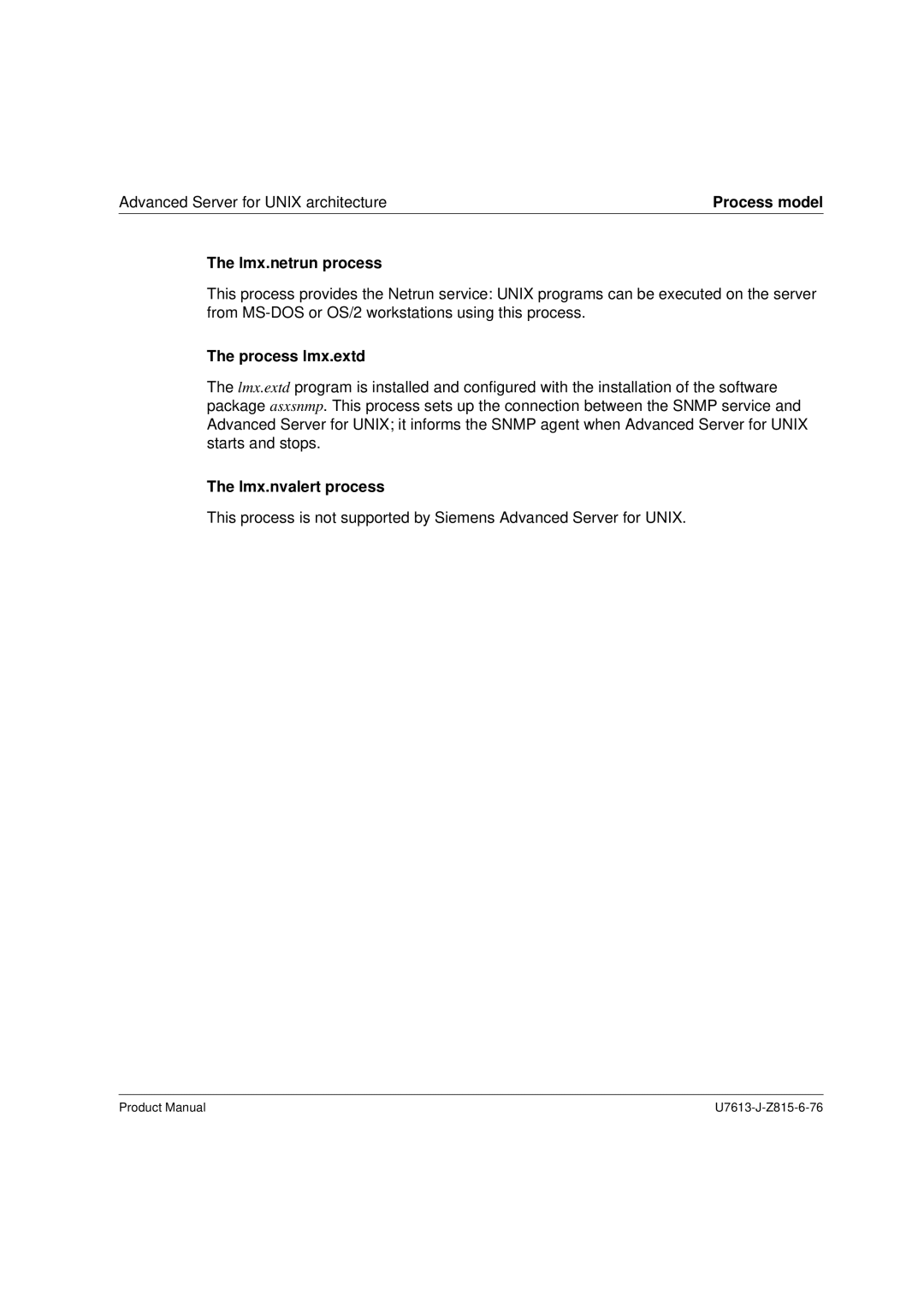 Siemens V4.0 manual Lmx.netrun process, Process lmx.extd, Lmx.nvalert process 