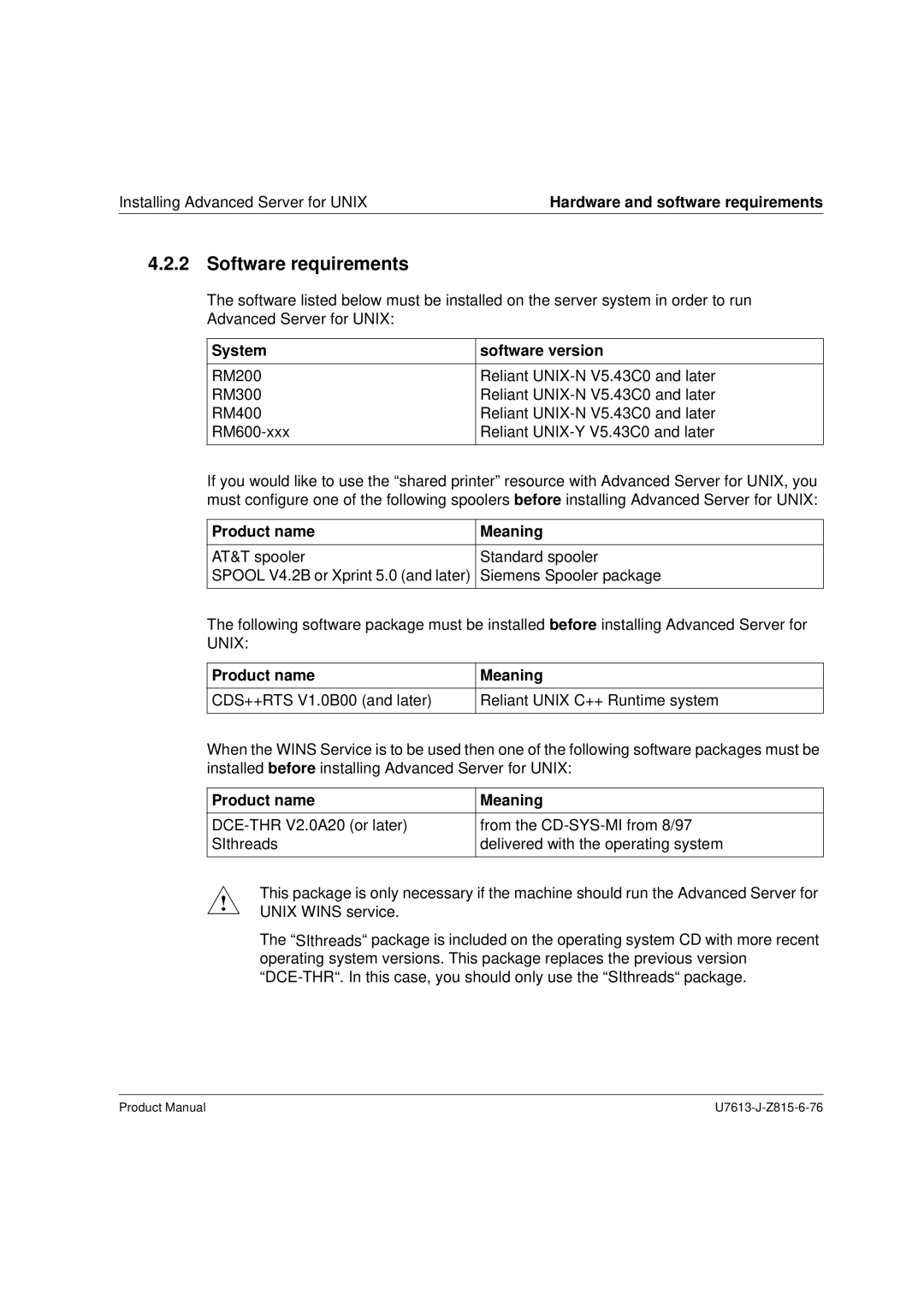 Siemens V4.0 manual Software requirements, System, Software version, Product name Meaning 