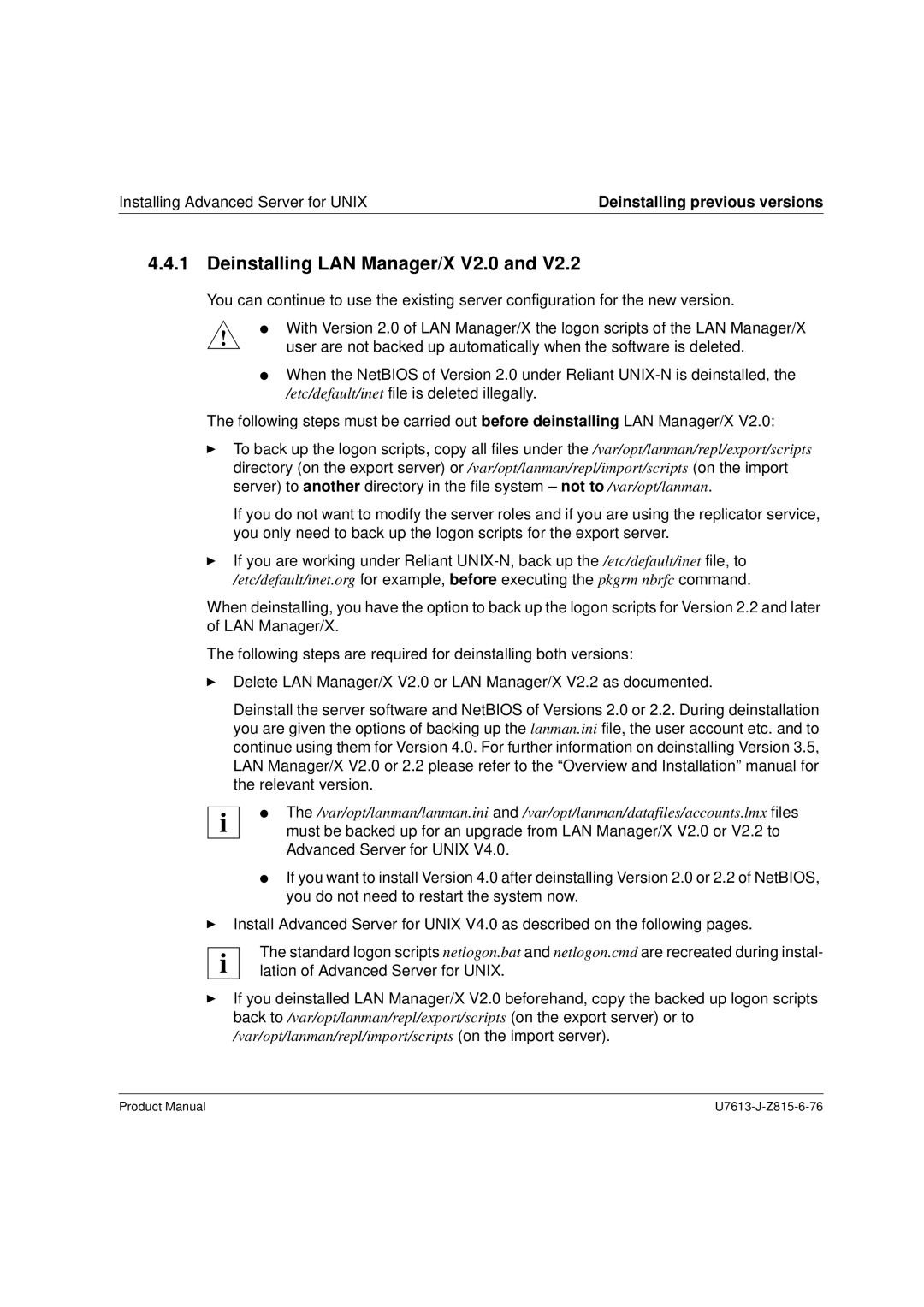 Siemens V4.0 manual Deinstalling LAN Manager/X V2.0 