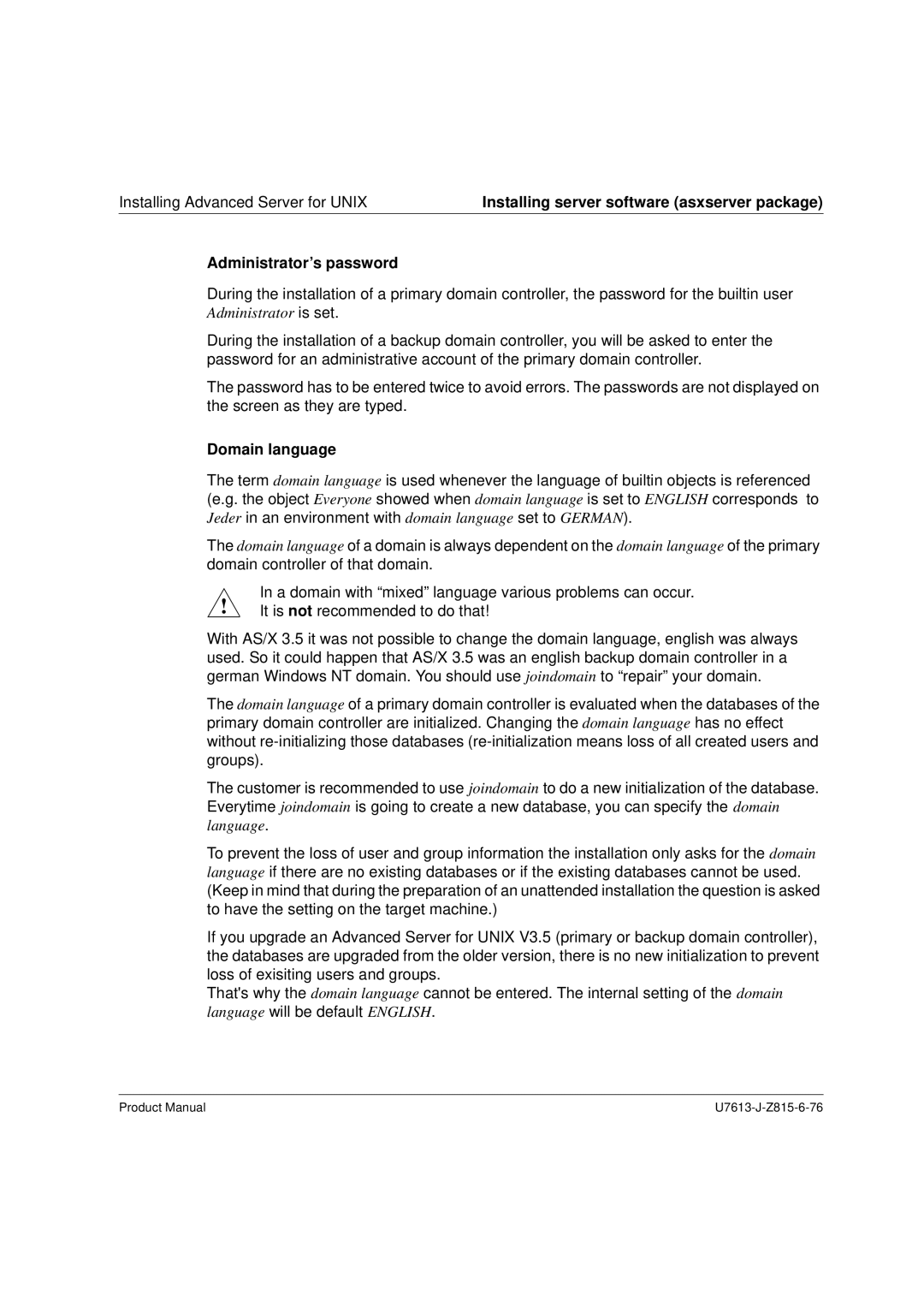 Siemens V4.0 manual Administrator’s password, Domain language 