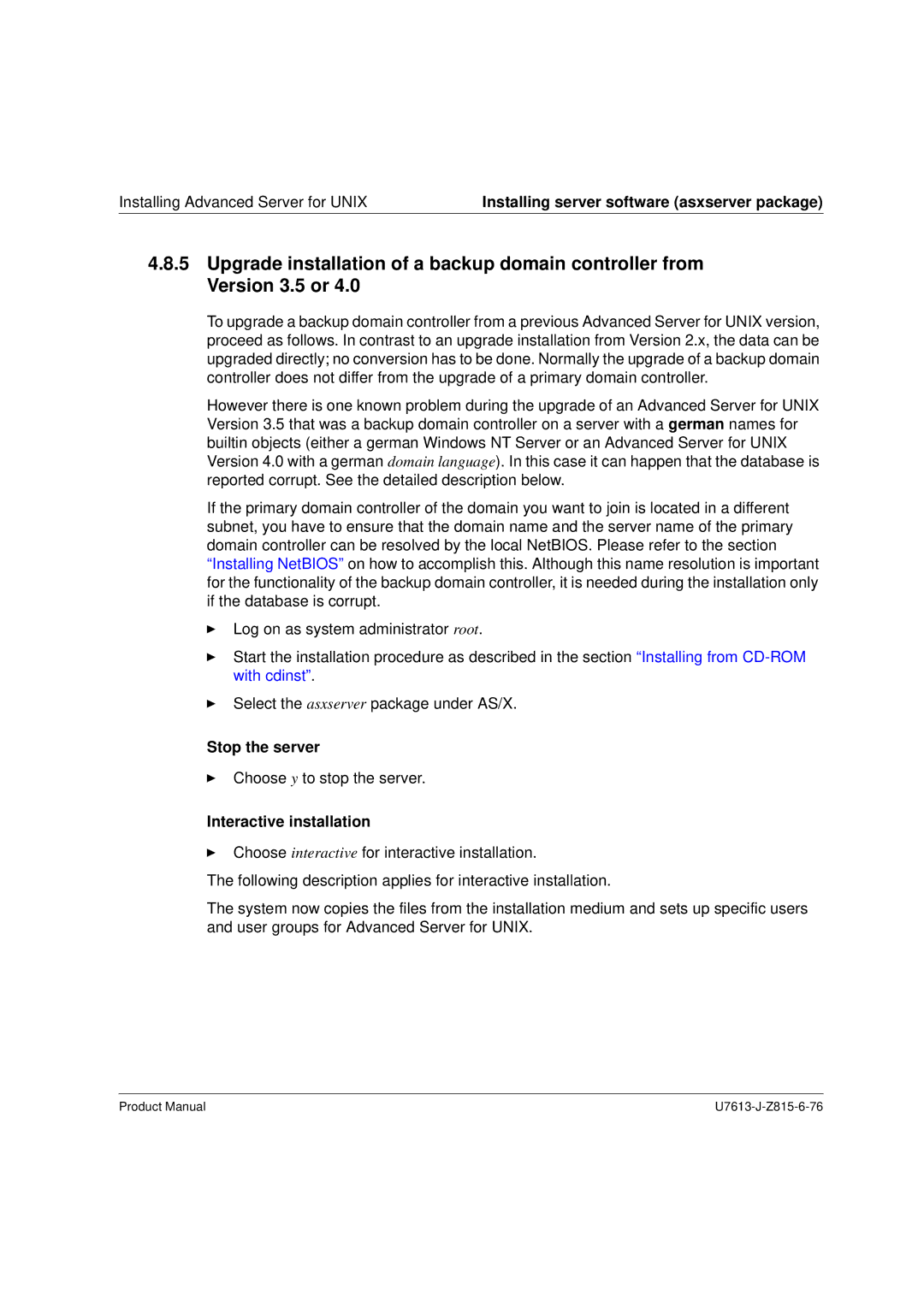 Siemens V4.0 manual Stop the server, Interactive installation 