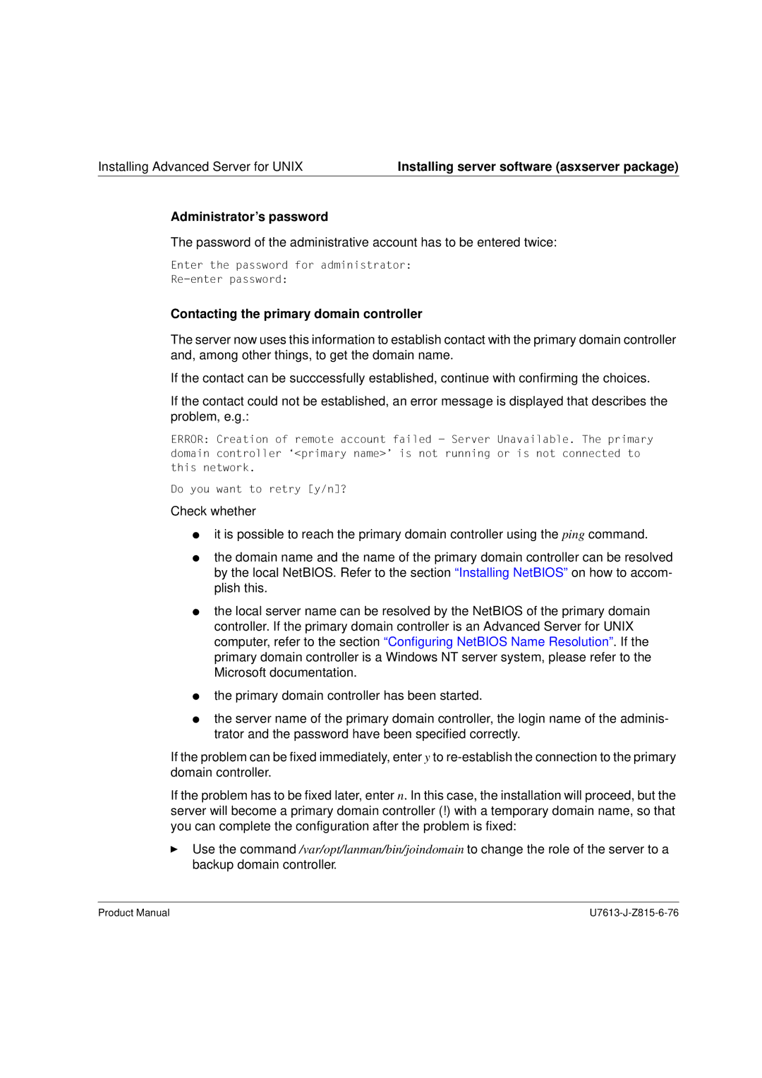 Siemens V4.0 manual Administrator’s password, Contacting the primary domain controller 