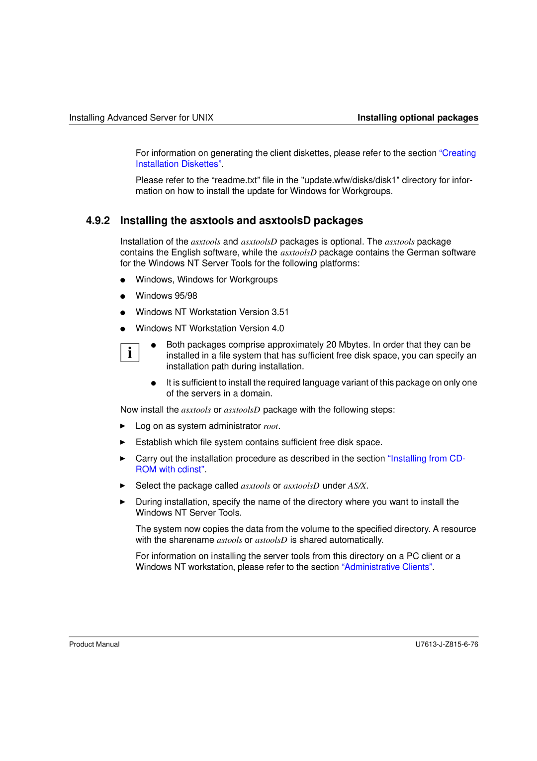 Siemens V4.0 manual Installing the asxtools and asxtoolsD packages 