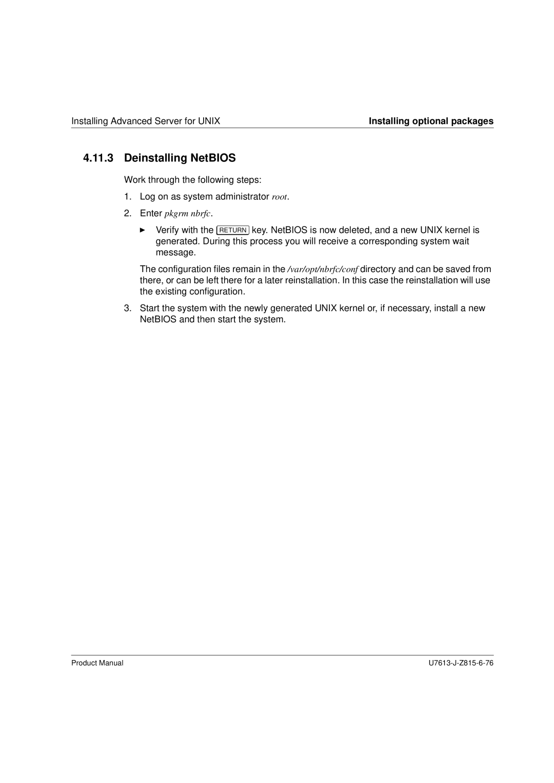 Siemens V4.0 manual Deinstalling NetBIOS 