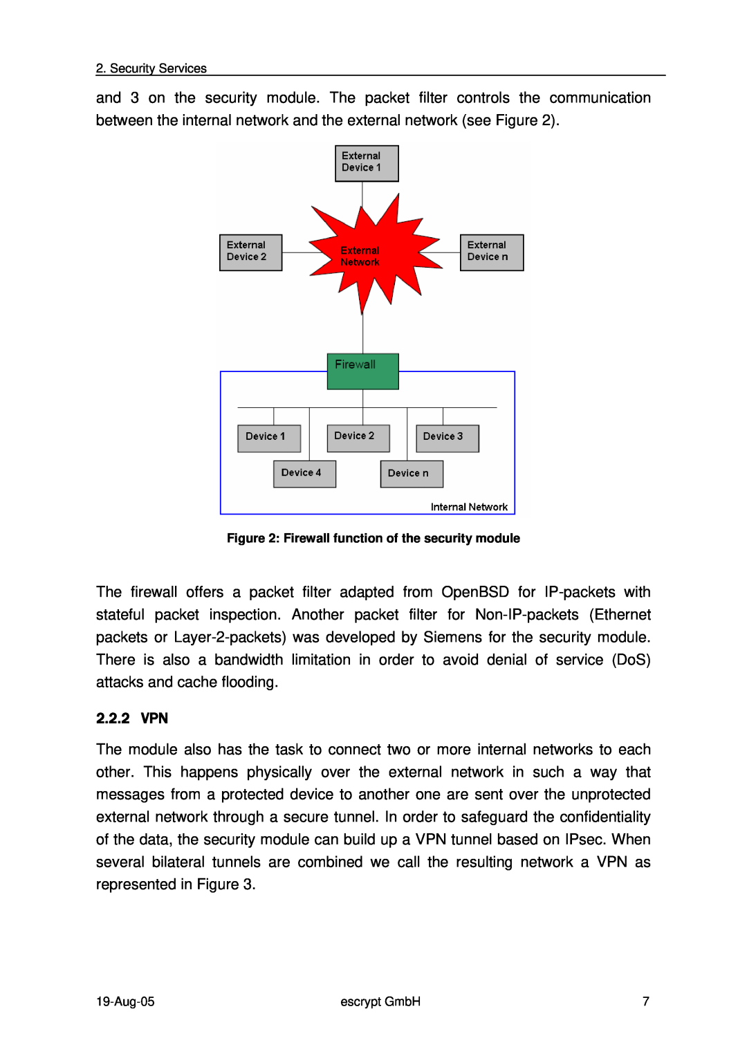 Siemens Version: 1.2 manual 2.2.2 VPN, Security Services, Aug-05, escrypt GmbH 