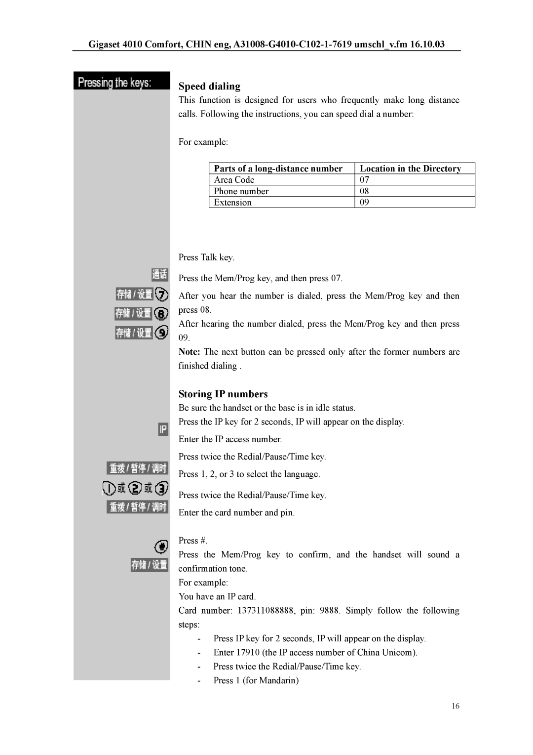 Siemens W12 user manual Speed dialing, Storing IP numbers 