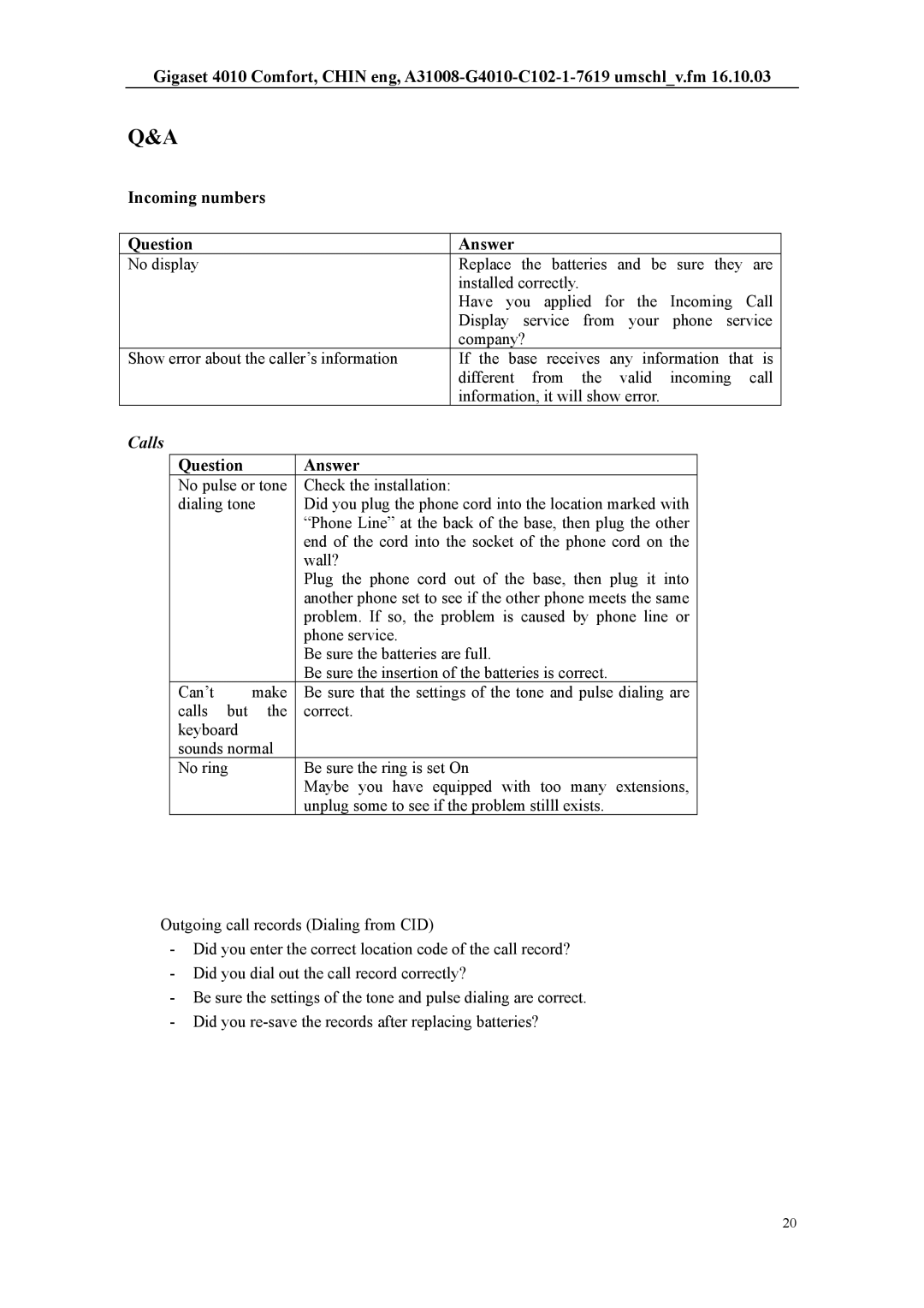 Siemens W12 user manual Calls 