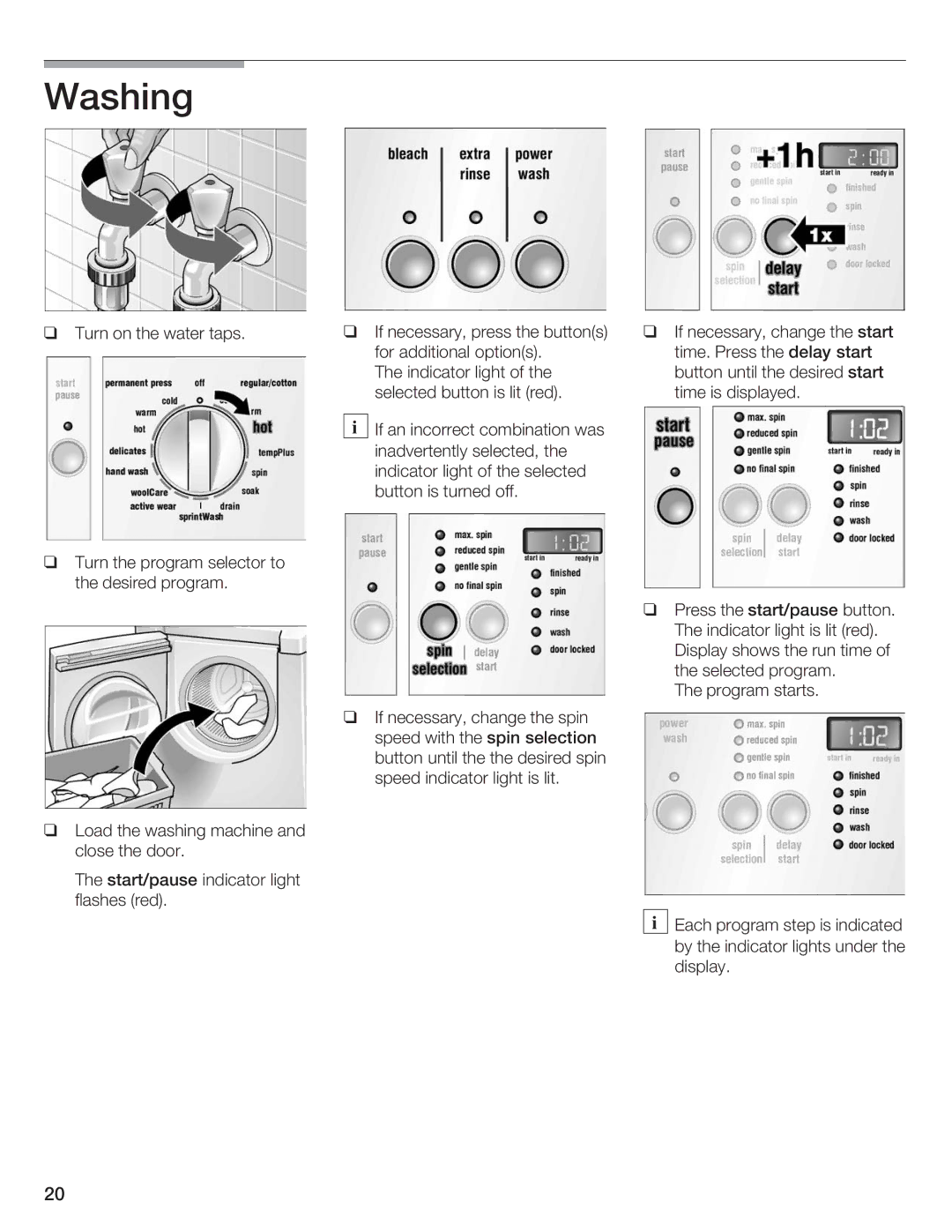 Siemens WFXD5200UC manual Washing 