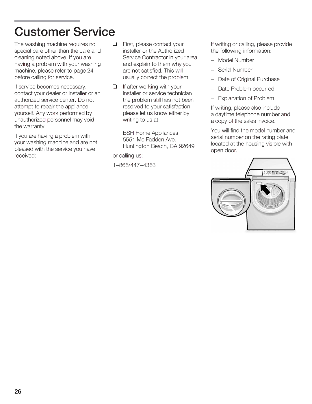 Siemens WFXD5200UC manual Ustomer Service 